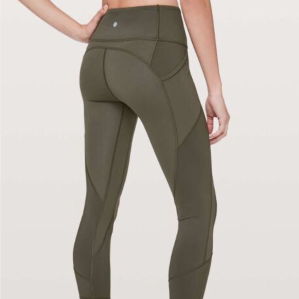 Lululemon All The Right Places Crop II 23'' Dark Olive w/ Side Pockets Sz. 8